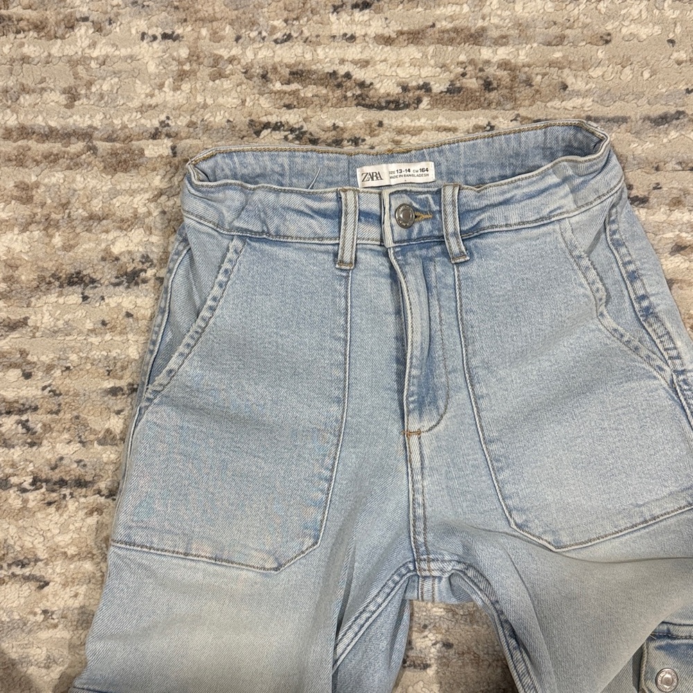 Zara Kids Light Blue Cargo Jeans - Picture 2 of 7